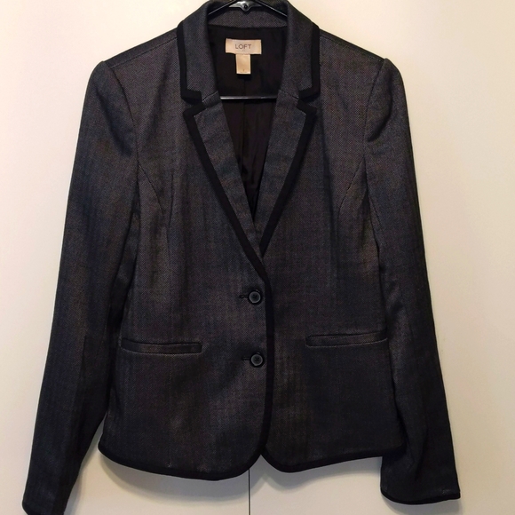 Loft Women's Black and Gray Blazer Jacket Size 2 - Picture 1 of 7